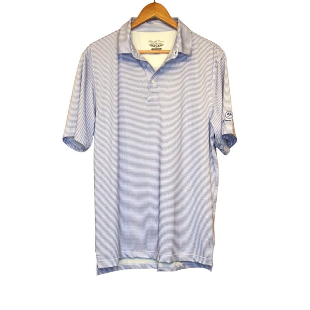 Straight Down Mens Performance Polo Shirt Size M Blue Geometric Golf Preppy